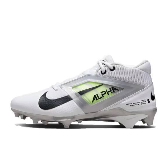 Nike Men's Alpha Menace 4 Pro Molded Football Cleats Size 9.5 White Black NWOB - Picture 1 of 10